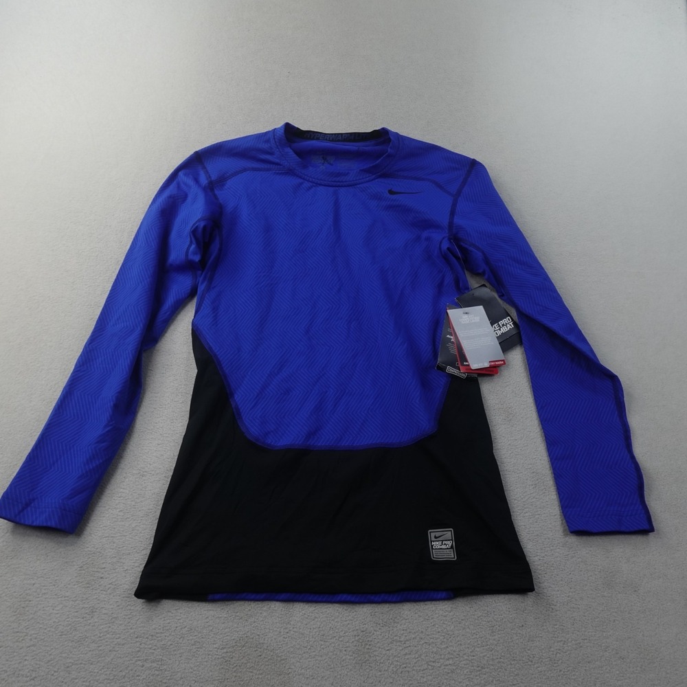 Nike Pro Combat Hyperwarm Lite Shirt Mens Medium Blue Compression NWT 588890
